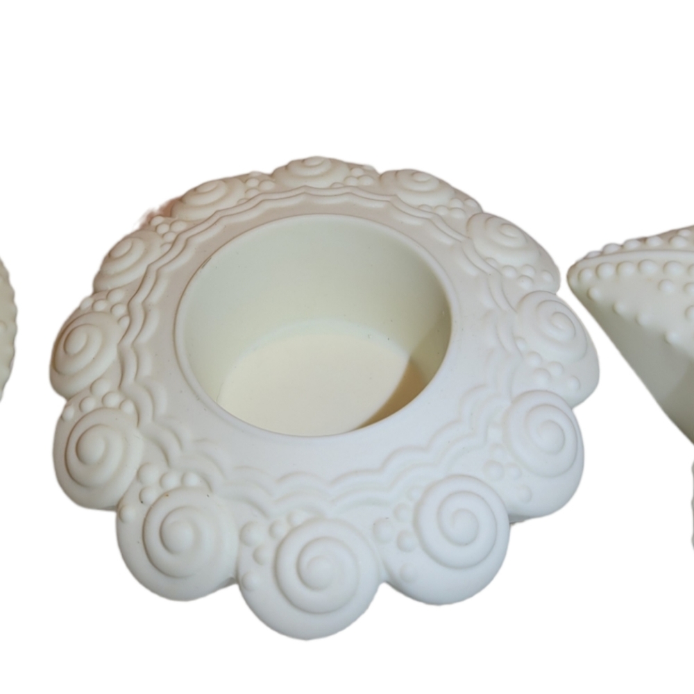 3 PartyLite Tealight Votive Candle Holders Sea Drifters Creatures P7103 Off Wht.